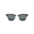 Ray-Ban RB3016 Clubmaster Square Sunglasses, Blue on Silver/Dark Blue Mirrored Polarized, 51 mm