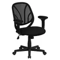 Flash Furniture Y-GO Office Chair Mid-Back Black Mesh Swivel Task Office Chair with Arms
