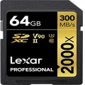 Lexar Professional 2000x 64GB SDXC UHS-II/U3 (Up to 300MB/s Read) w/USB 3.0 Reader - LSD64GCRBNA2000R
