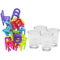 Fairly Odd Novelties FON-10247 Drunken Balance Stacking Drinking Game Includes 4 Shot Glasses 18 Chairs, 2oz, Clear