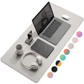 YSAGi Multifunctional Office Desk Pad, Ultra Thin Waterproof PU Leather Mouse Pad, Dual Use Desk Writing Mat for Office/Home (31.5" x 15.7", Grey)