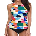 Holipick Women Two Piece Swimsuit High Neck Halter Floral Printed Tankini Sets Multicoloured S