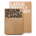 JSTORY Medium Monthly and Large Weekly Planner Set Stitch Binded Journal Undated Eco Friendly Customizable Kraft