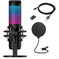 HyperX Newest QuadCast S - RGB USB Condenser Microphone for PC, PS4, Mac, Gaming, Streaming, Podcasts, Twitch, YouTube with GalliumPi Bundle