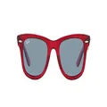 Ray-Ban Rb2140f Original Wayfarer Low Bridge Fit Square Sunglasses, Transparent Red/Blue, 52 mm