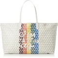 Anya Hindmarch 157780 I am a Plastic Bag Tote Motif Rainbow in Recycled Canvas Women's Chalk, Chalk, One Size