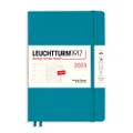 LEUCHTTURM1917 365886 2023 English Weekly Planner & Notebook with Extra Booklet, Medium A5, Ocean Blue