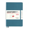 Leuchtturm1917 365887 2023 English Weekly Planner & Notebook with Extra Booklet, Medium A5, Stone Blue