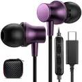 USB C Headphone, COOYA USB Type C Earphones Wired Earbuds Magnetic Noise Canceling in-Ear Headset with Microphone for iPad Pro Samsung Galaxy S22 Ultra S21 S20 FE Z Flip Fold 4 A53 Pixel 6 7 Oneplus 9