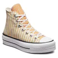 Converse Women's Chuck Taylor All Star Lift High Top Sneakers, White/Cyber Mango/Curry, 5.5