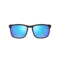 Ray-Ban Men's Rb4264 Chromance Square Sunglasses, Matte Black/Polarized Green Mirrored Blue, 58 mm