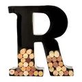 will's Wine Cork Holder - Metal Monogram Letter (R), Black, Large | Wine Lover Gifts, Housewarming, Engagement & Bridal Shower Gifts | Personalized Wall Art | Home Décor