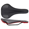 Spank Oozy 280 Anatomic Trail Bicycle Saddle (Black Red), Perfect for Trail Riders, Flat Upper Shape Bike Seat, Bicycle Seat for Men & Women, Ergonomic Design, Waterproof Bicycle Saddle