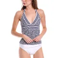La Blanca Women's V-Neck Halter Tankini Swimsuit Top, Indigo, 12