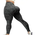 YEOREO Women Seamless Camo Leggings High Waisted Gym Yoga Pants Black M