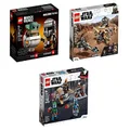 Lego Star Wars Bundle BrickHeadz The Child & Mandalorian 75317 / Trouble on Tatooine 75299 / Battle Pack Shock Troopers and Speeder Bike Building Kit 75267 Toy Set
