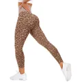 YEOREO Women's Seamless Camo Workout Leggings High Waisted Tummy Control Yoga Pants Gym Compression Tights, #4 Mocha Leopard, X-Small