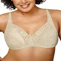 Playtex Secrets Love My Curves Signature Floral Underwire Full Coverage Bra #4422, Natural Beige, 34DD