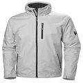 Helly Hansen Men's Crew Hooded Midlayer Fleece Lined Waterproof Windproof Breathable Rain Coat Jacket, 853 Grey Fog, Large