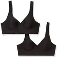 Hanes Women's SmoothTec ComfortFlex Fit Wirefree Bra MHG796, Black/Black, Small