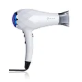 InStyler Turbo Lightweight Ionic Hair Dryer, White - Fast Drying Ceramic Blow Dryer for Smooth & Healthy Hair - Efficient DC Motor & Turbine Fan - Custom Heat & Removable Hair Dryer Concentrator
