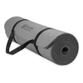 Gaiam Essentials Thick Yoga Mat Fitness & Exercise Mat with Easy-Cinch Carrier Strap, Grey, 72"L X 24"W X 2/5 Inch Thick