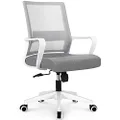 NEO CHAIR Office Chair Ergonomic Desk Mid Back Mesh Computer Gaming Chair with Lumbar Support Comfortable Cushion Swivel Adjustable Height Armrest for Home (Grey)