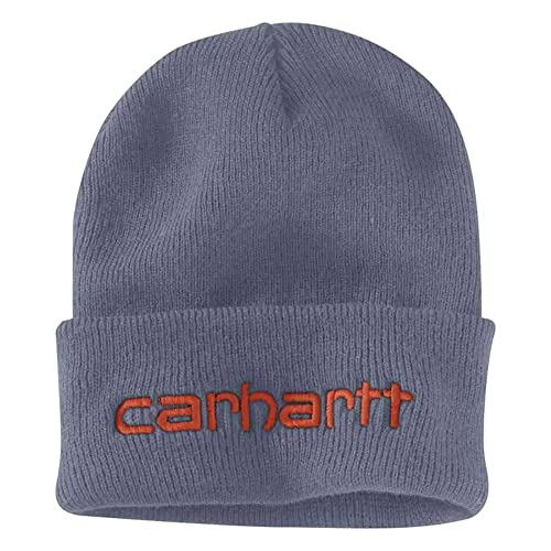 Carhartt Men's Knit Insulated Logo Graphic Cuffed Beanie, Folkstone Gray, One Size