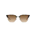 Ray-Ban Rb4416f New Clubmaster Low Bridge Fit Square Sunglasses, Havana on Gunmetal/Clear Brown Gradient, 55 mm