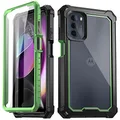 Poetic Guardian Case for Motorola Moto G 5G 6.5" (2022), [6FT Mil-Grade Drop Tested] Full-Body Hybrid Shockproof Bumper Cover with Built-in Screen Protector, Green/Clear