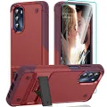 YmhxcY Moto G 5G 2022 Case with Stand and 2 Pack Explosion-Proof Screen Protectorand+2 Pack Lens Protector, [Military-Grade] Shockproof Kickstand Cover for Motorola Moto G 5G 2022-Red/Rose red