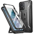 Poetic Revolution Case for Motorola Moto G 5G (2023), [20FT Mil-Grade Drop Tested], Full-Body Rugged Shockproof Protective Cover with Kickstand & Built-in-Screen Protector, Black