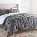 Linenspa All Season Hypoallergenic Down Alternative Microfiber Comforter, Twin XL, Dark Gray, Twin XL Size, Dorm Room Essentials