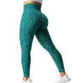 YEOREO Women Seamless Camo Leggings High Waisted Gym Yoga Pants, #2 Butterfly Teal, Medium
