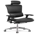 X-Chair X4 High End Executive Chair, Black Leather with Headrest - Ergonomic Office Seat/Dynamic Variable Lumbar Support/Floating Recline/Stunning Aesthetic/Adjustable/Perfect for Office or Boardroom