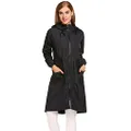 ELESOL Women Waterproof Lightweight Zip Hoodie Raincoat Active Jacket Black L