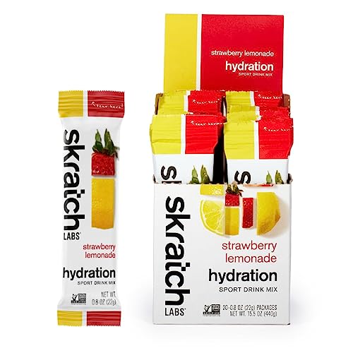 SKRATCH LABS Sport Hydration Drink Mix, Strawberry Lemonade (20 Single Serving Packets) - Electrolyte Powder Developed for Athletes and Sports Performance, Gluten Free, Vegan, Kosher