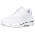 Skechers Women's Go Walk Arch Fit-Motion Breeze Sneaker, White/Silver, 7.5 US