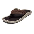 OLUKAI Ulele Men's Beach Sandals, Quick-Dry Flip-Flop Slides, Water Resistant Suede Lining & Wet Grip Soles, Soft Comfort Fit & Arch Support, Dk Wood/Dk Wood, 9