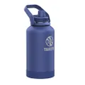Takeya Pickleball Stainless Steel Insulated Water Bottle with Choice of Lid and Carry Handle, 64 Ounce, Rally Blue