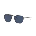 Ray-Ban RB3588 Square Metal Sunglasses, Rubber Black/Blue, 55 mm