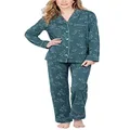 PajamaGram Women Pajamas Soft Cotton - Woman Pajamas Set, Green Floral, M 8-10