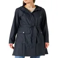 RAINS Curve W Jacket - Waterproof Jacket for Women Coat with Belt, Navy, X-Large