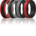 ThunderFit Silicone Rings for Men 4 Rings - Middle Layer Rubber Wedding Bands (10.5-11 (20.6mm))