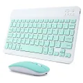 Rechargeable Bluetooth Keyboard and Mouse Combo Ultra-Slim Portable Compact Wireless Mouse Keyboard Set for Android Windows Tablet Cell Phone iPhone iPad Pro Air Mini, iPad OS/iOS 13 and above (Green)