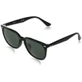 Ray-Ban Rb4362f Low Bridge Fit Square Sunglasses, Black/Dark Green, 55 mm