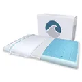 Bluewave Bedding Ultra Slim CarbonBlue Max Cool Gel Memory Foam Pillow for Stomach and Back Sleepers - Thin, Flat Design for Cervical Neck Alignment and Deeper Sleep (2.75-Inch Height, Standard Size)