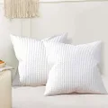 PHF 100% Cotton Waffle Weave Euro Shams 26" x 26", No Insert, 2 Pack Elegant Home Decorative Euro Throw Pillow Covers for Bed Couch Sofa, White