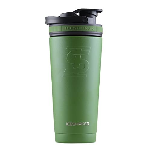 Ice Shaker 26 Oz Shaker Bottle, Stainless Steel Water Bottle and Protein Shaker, As Seen on Shark Tank, Reusable Stainless Steel Water Bottle, Gym Water Bottle, Green