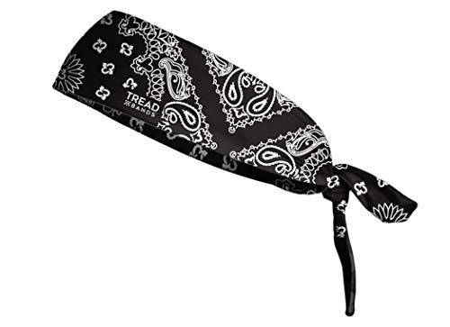 TreadBands All Terrain Tieback Non Slip Headband - Designs (Design Black Bandanna)